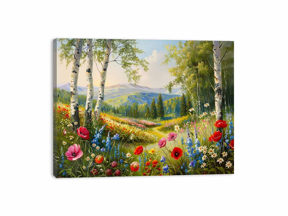 Landscape  wild flowers Canvas painting Print-3