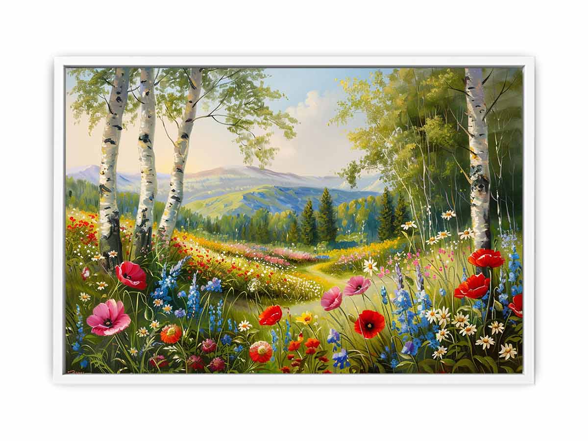 Landscape  wild flowers Canvas painting Print-5