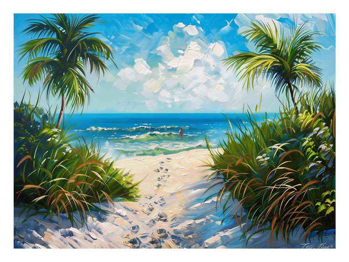 Beach Path  Canvas painting  Print-0