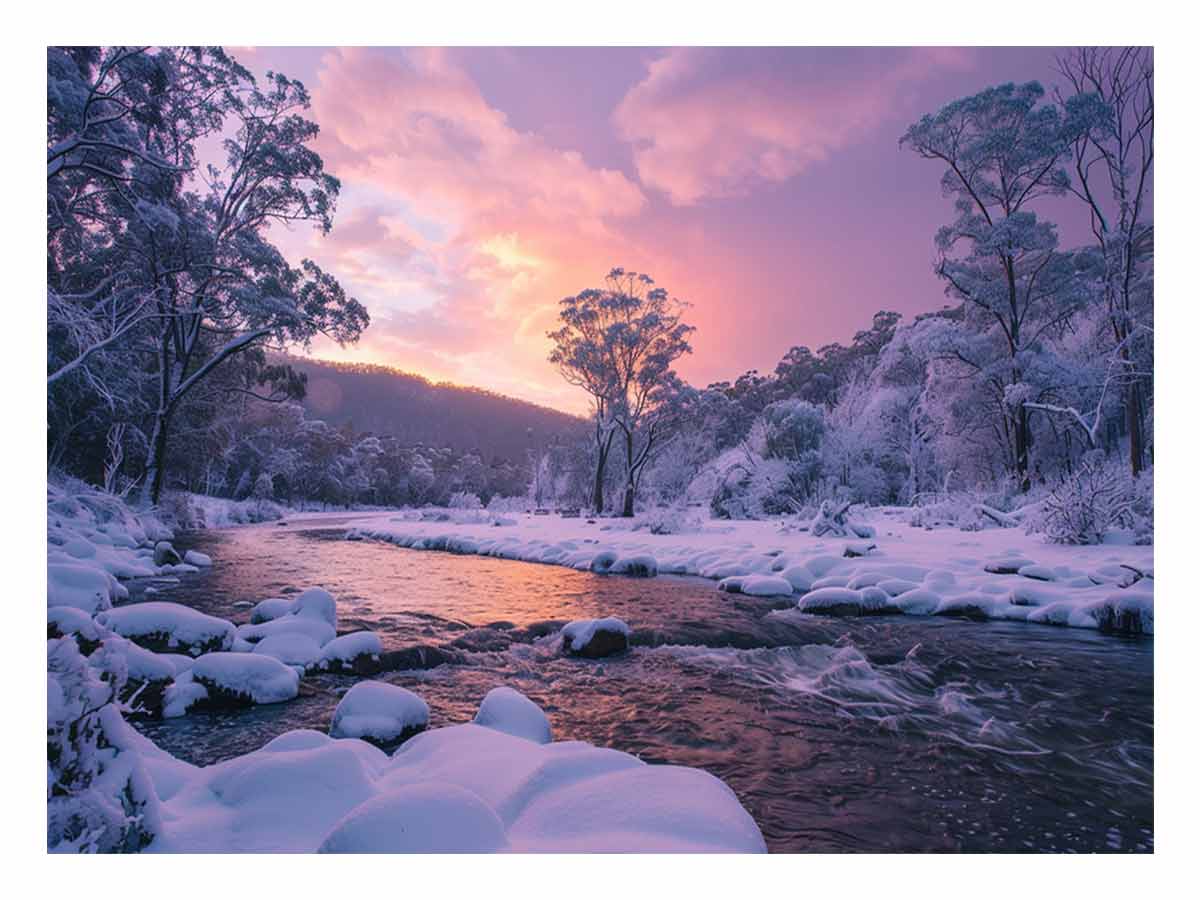 River Sunrise  Canvas Painting  Print-0
