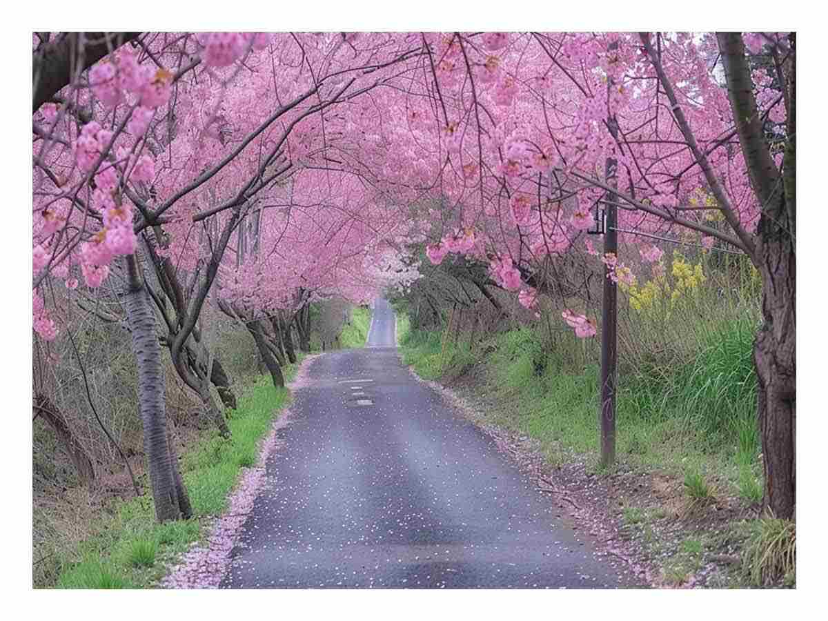 Cherry Blossom Path Canvas painitng  Print-0