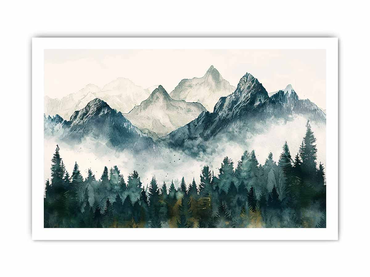 Foggy Mountian Valley  Canvas Art Print-8
