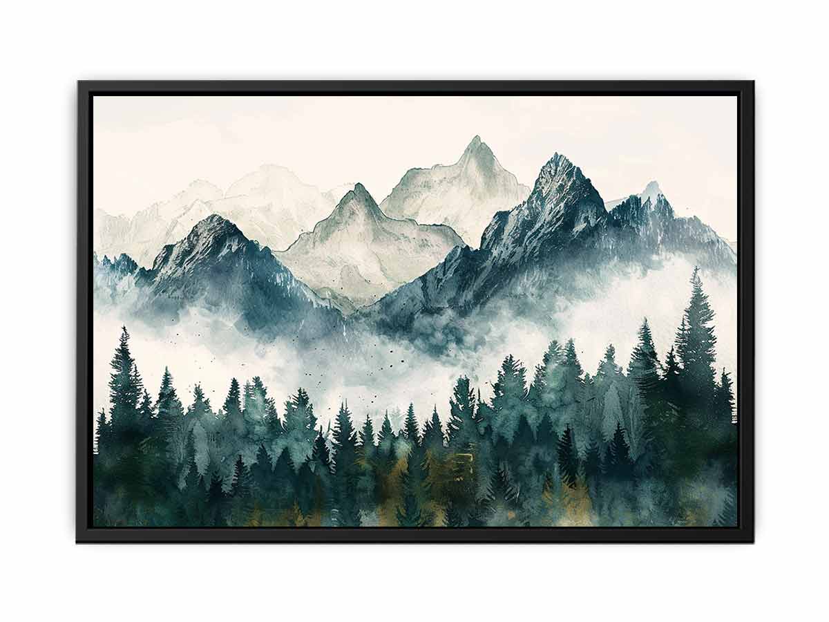 Foggy Mountian Valley  Canvas Art Print-4
