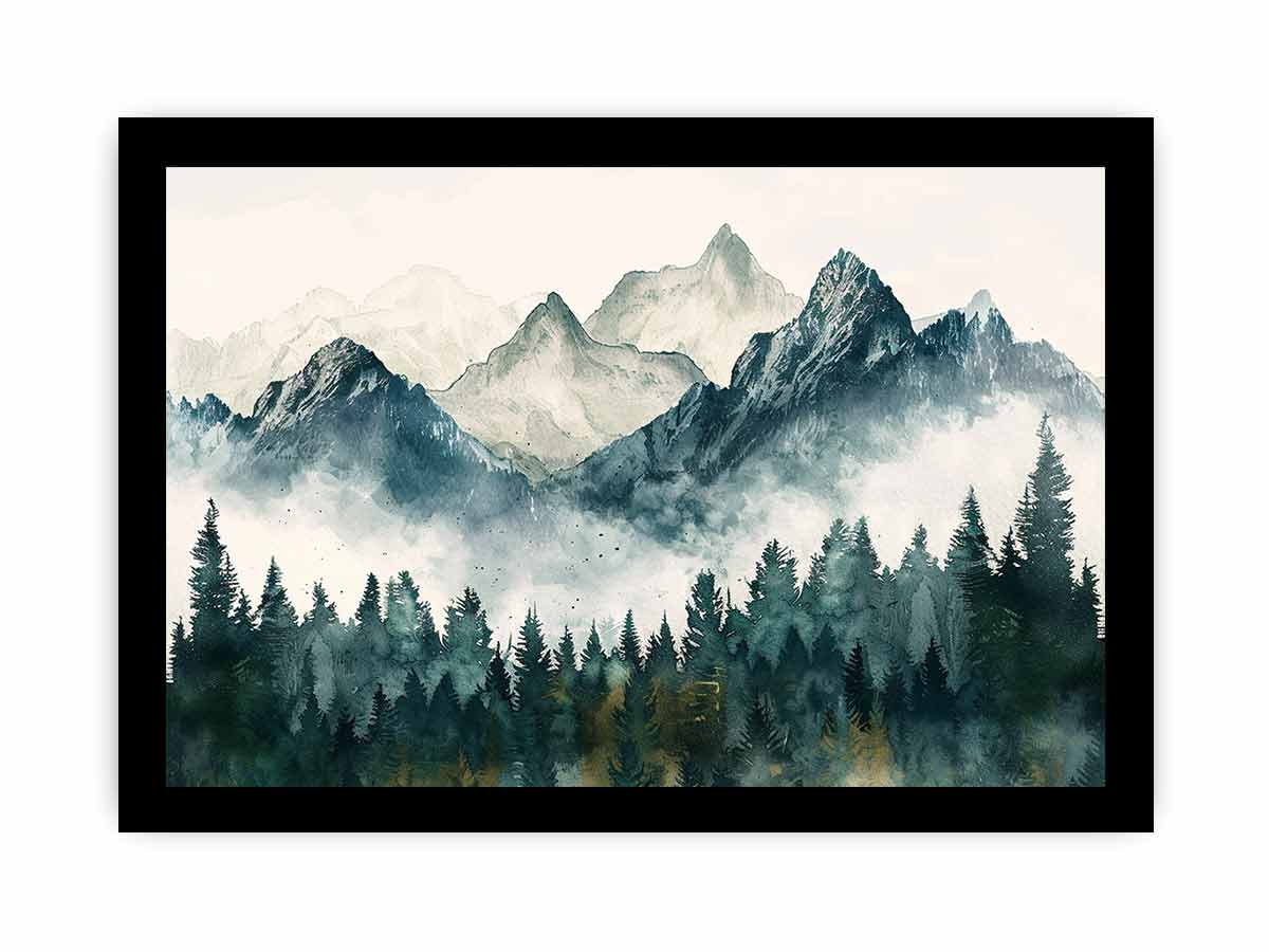 Foggy Mountian Valley  Canvas Art Print-7