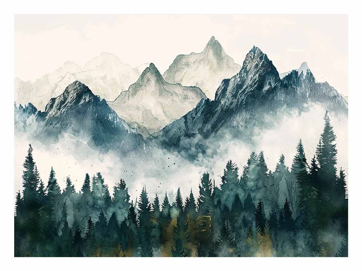 Foggy Mountian Valley  Canvas Art Print-0