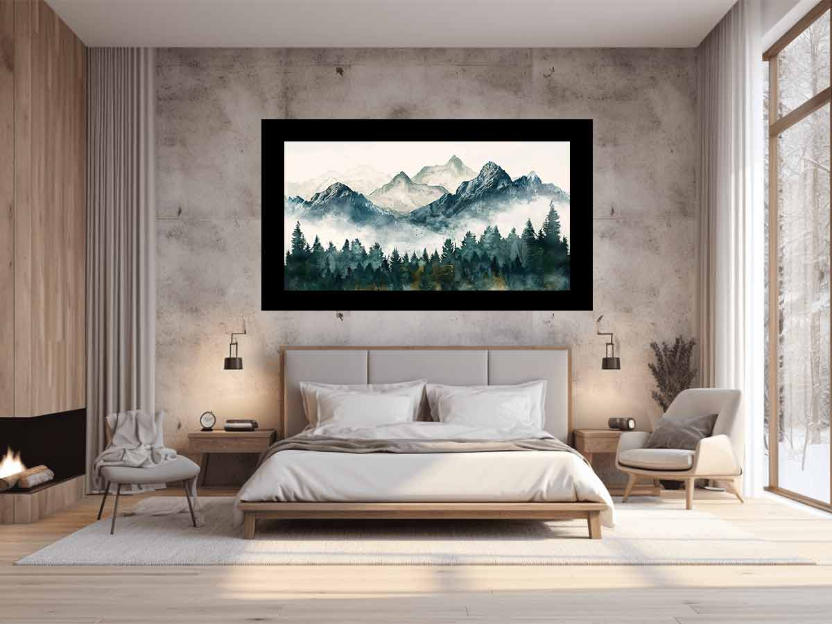 Foggy Mountian Valley  Canvas Art Print-1
