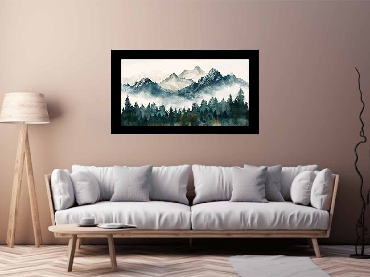 Foggy Mountian Valley  Canvas Art Print-2