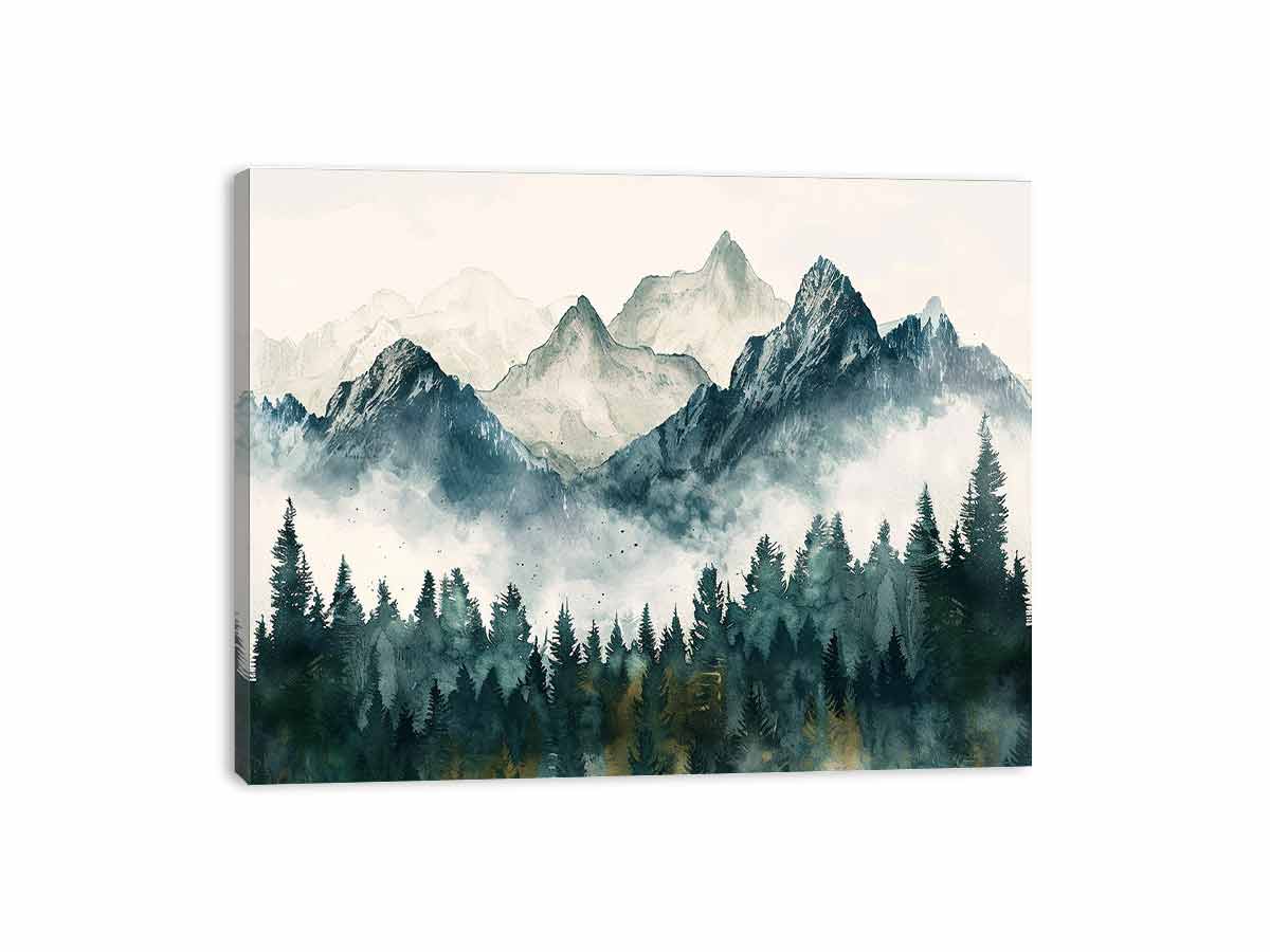 Foggy Mountian Valley  Canvas Art Print-3