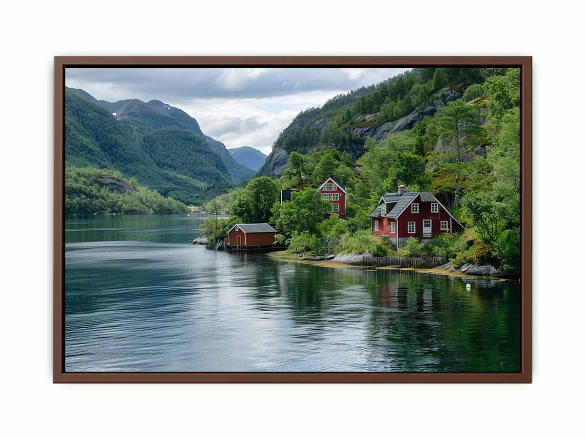 Lake Side Home Canvas Art Print-6