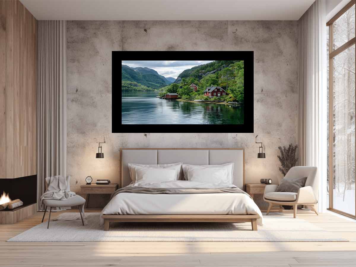 Lake Side Home Canvas Art Print-1