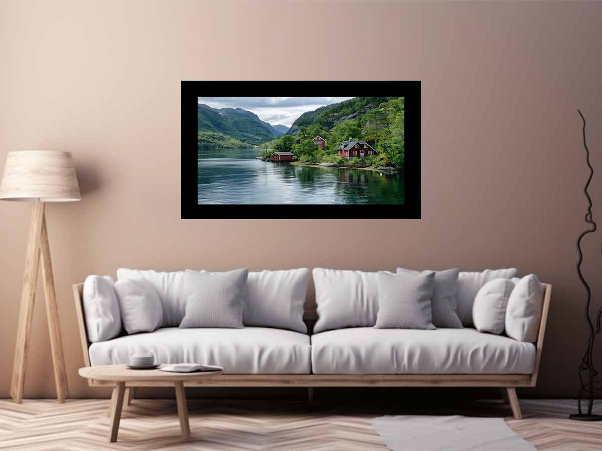 Lake Side Home Canvas Art Print-2