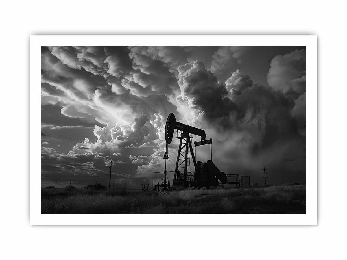 Oil Pump balck & white Photography  Canvas Art Print-8