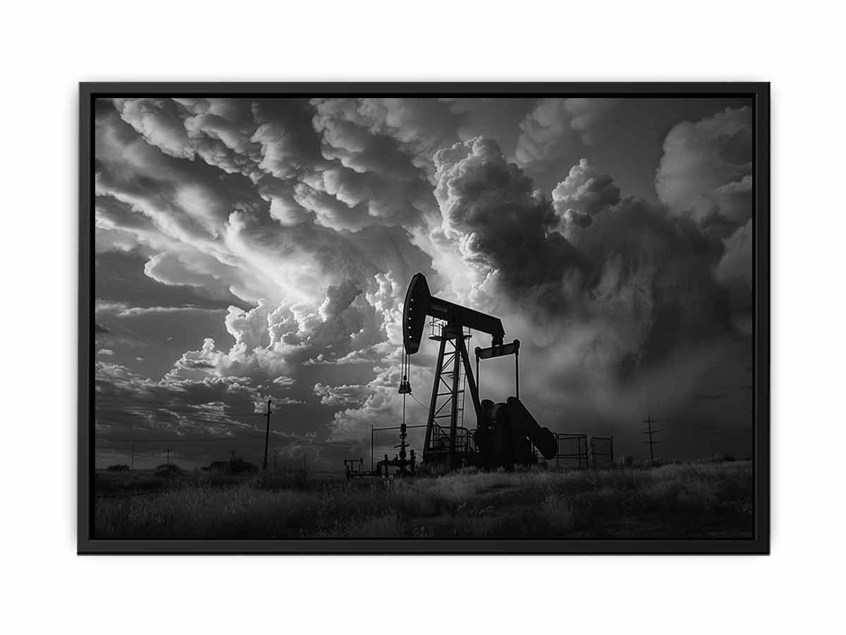 Oil Pump balck & white Photography  Canvas Art Print-4
