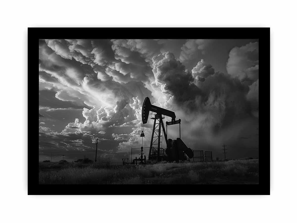 Oil Pump balck & white Photography  Canvas Art Print-7