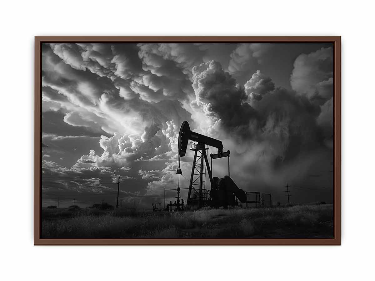 Oil Pump balck & white Photography  Canvas Art Print-6