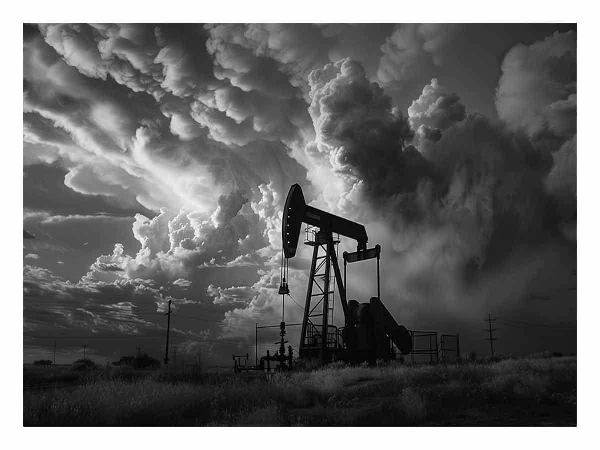 Oil Pump balck & white Photography  Canvas Art Print-0