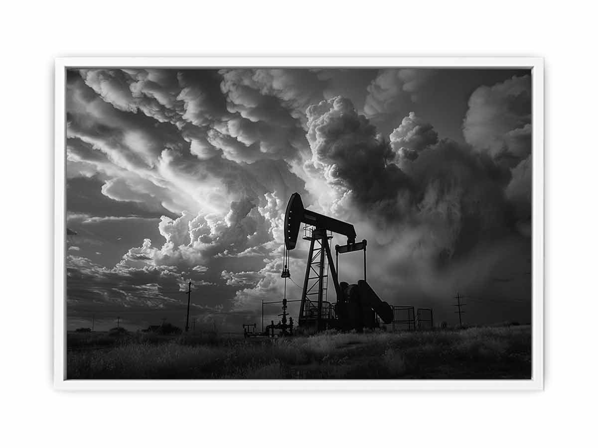 Oil Pump balck & white Photography  Canvas Art Print-5