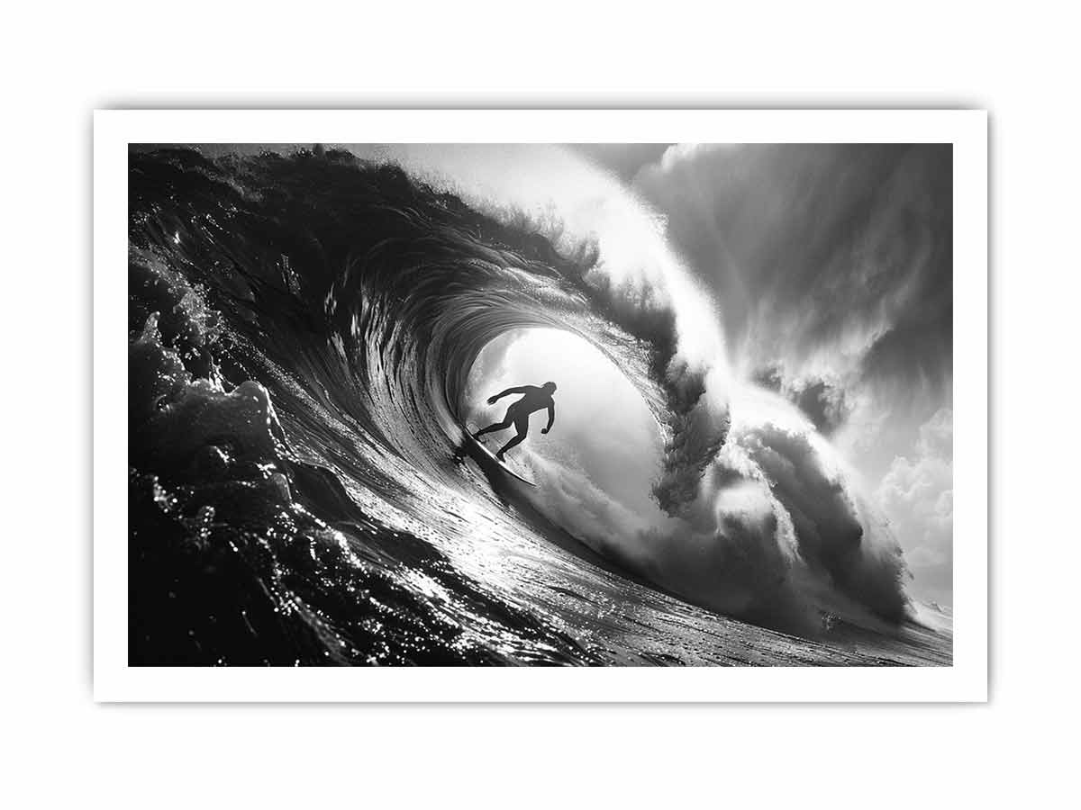 Surfer Canvas Art Print Black white Photography-8