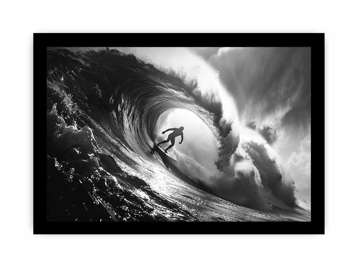 Surfer Canvas Art Print Black white Photography-7