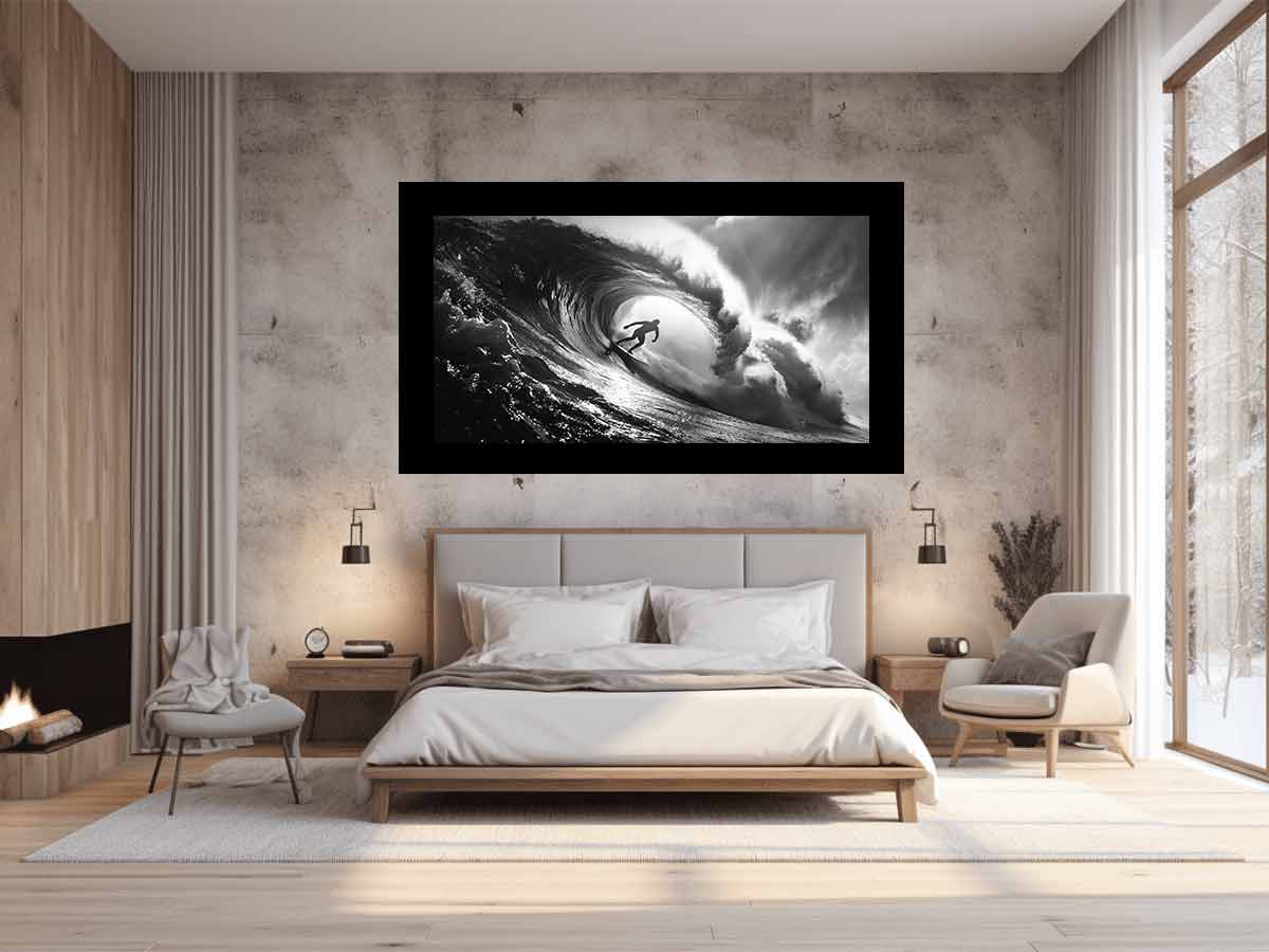 Surfer Canvas Art Print Black white Photography-1