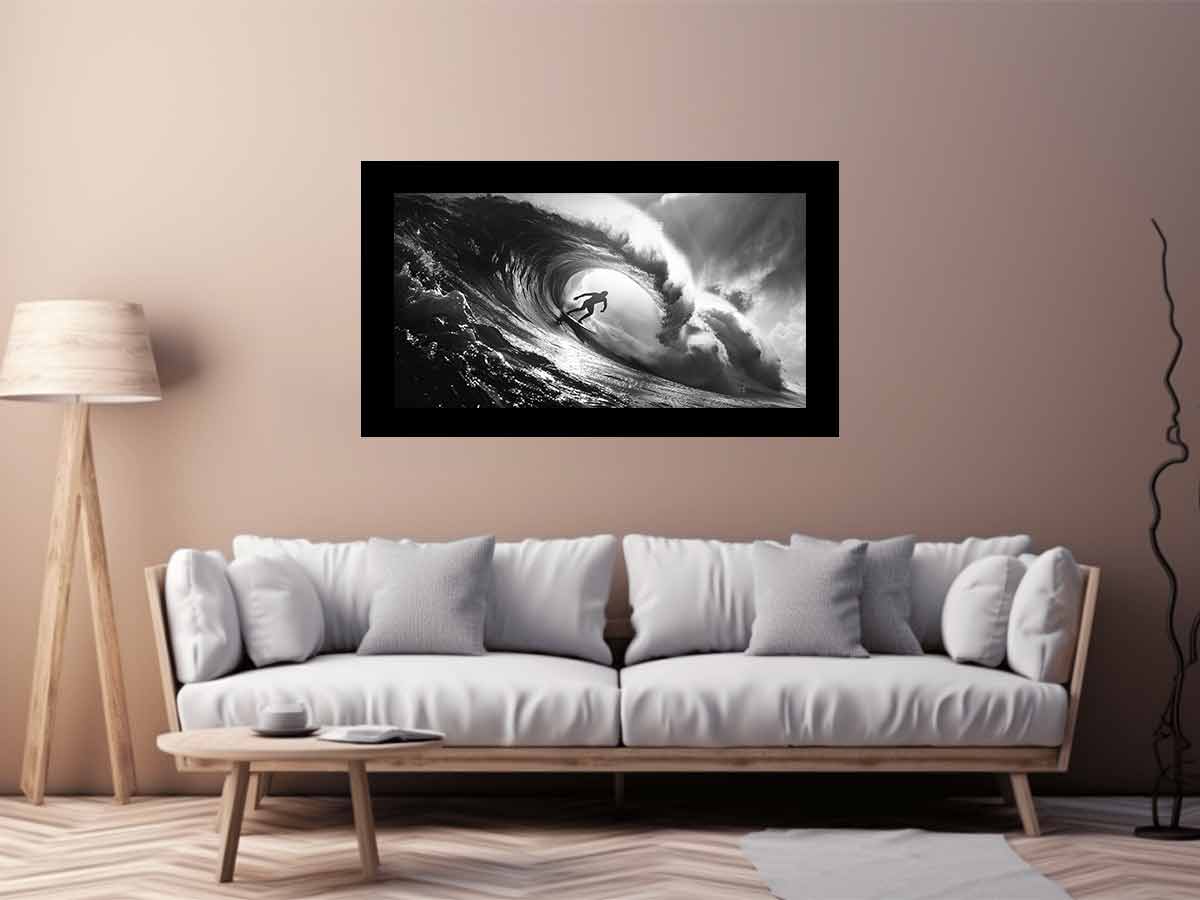 Surfer Canvas Art Print Black white Photography-2
