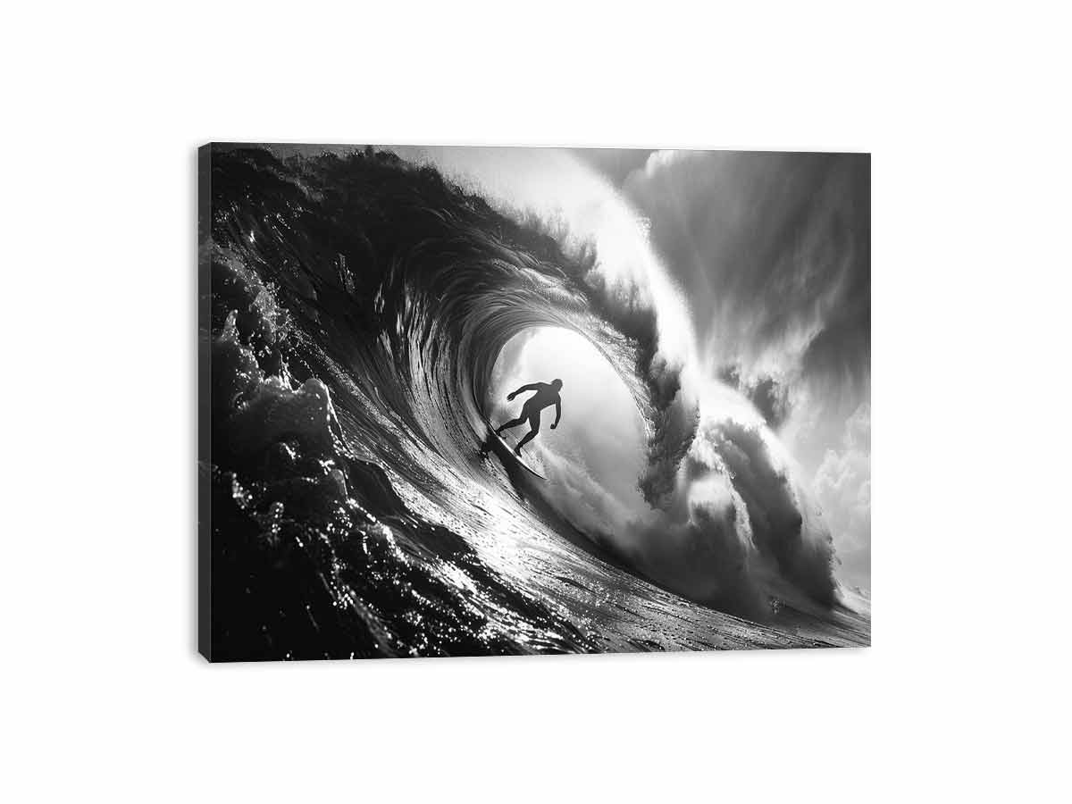 Surfer Canvas Art Print Black white Photography-3