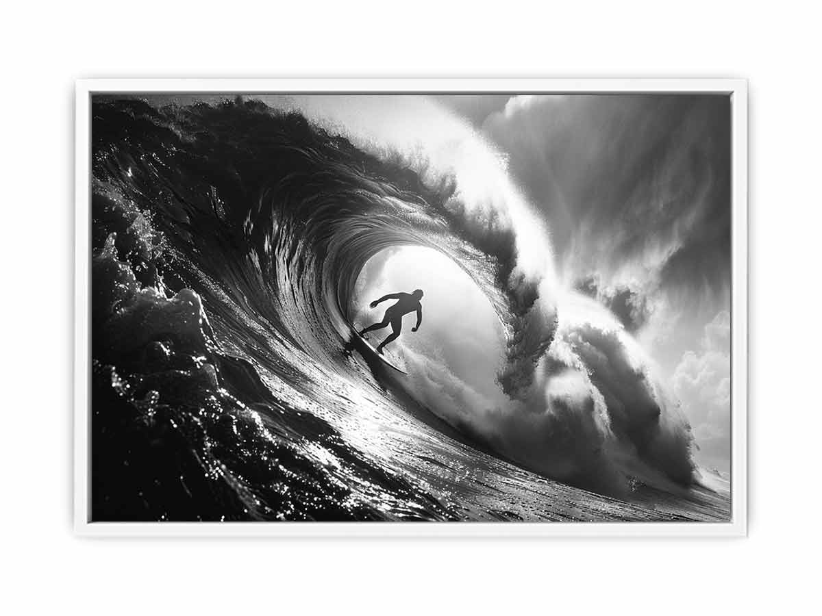 Surfer Canvas Art Print Black white Photography-5
