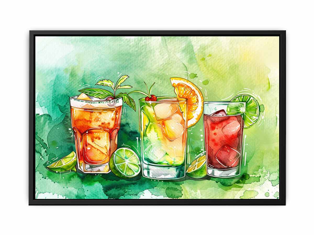 Summar Cocktails watercolor Canvas Art Print-4