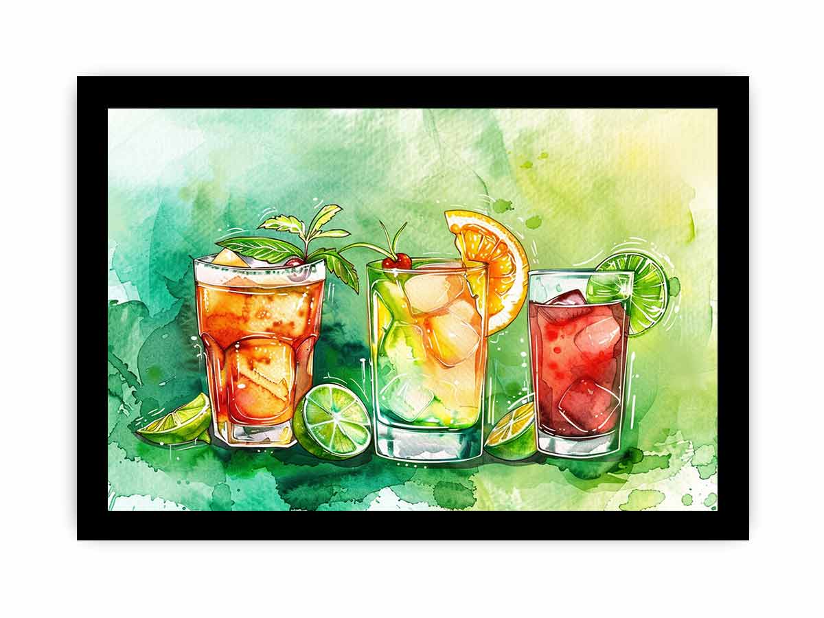 Summar Cocktails watercolor Canvas Art Print-7