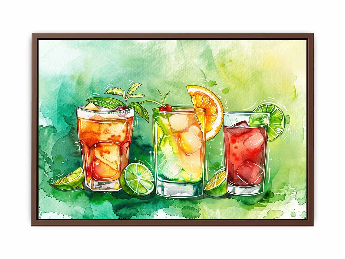 Summar Cocktails watercolor Canvas Art Print-6