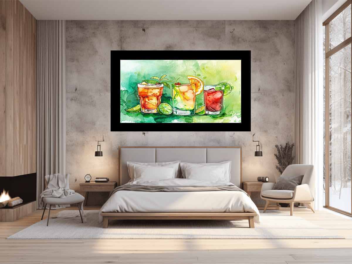 Summar Cocktails watercolor Canvas Art Print-1