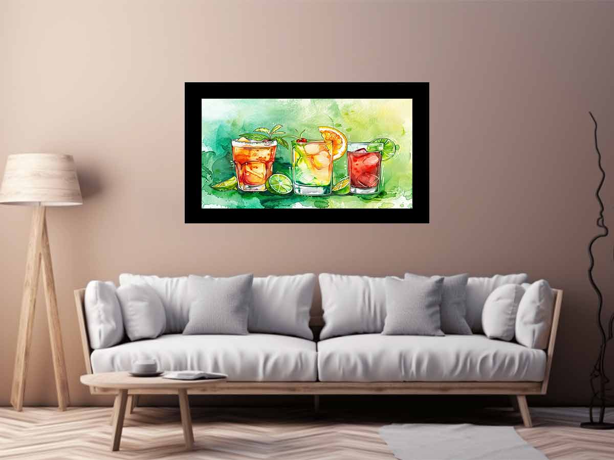 Summar Cocktails watercolor Canvas Art Print-2