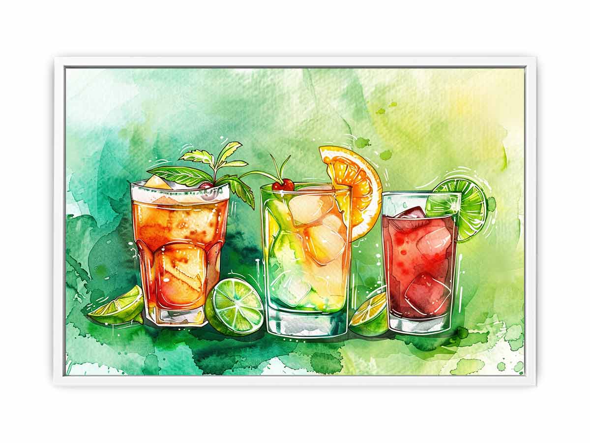 Summar Cocktails watercolor Canvas Art Print-5