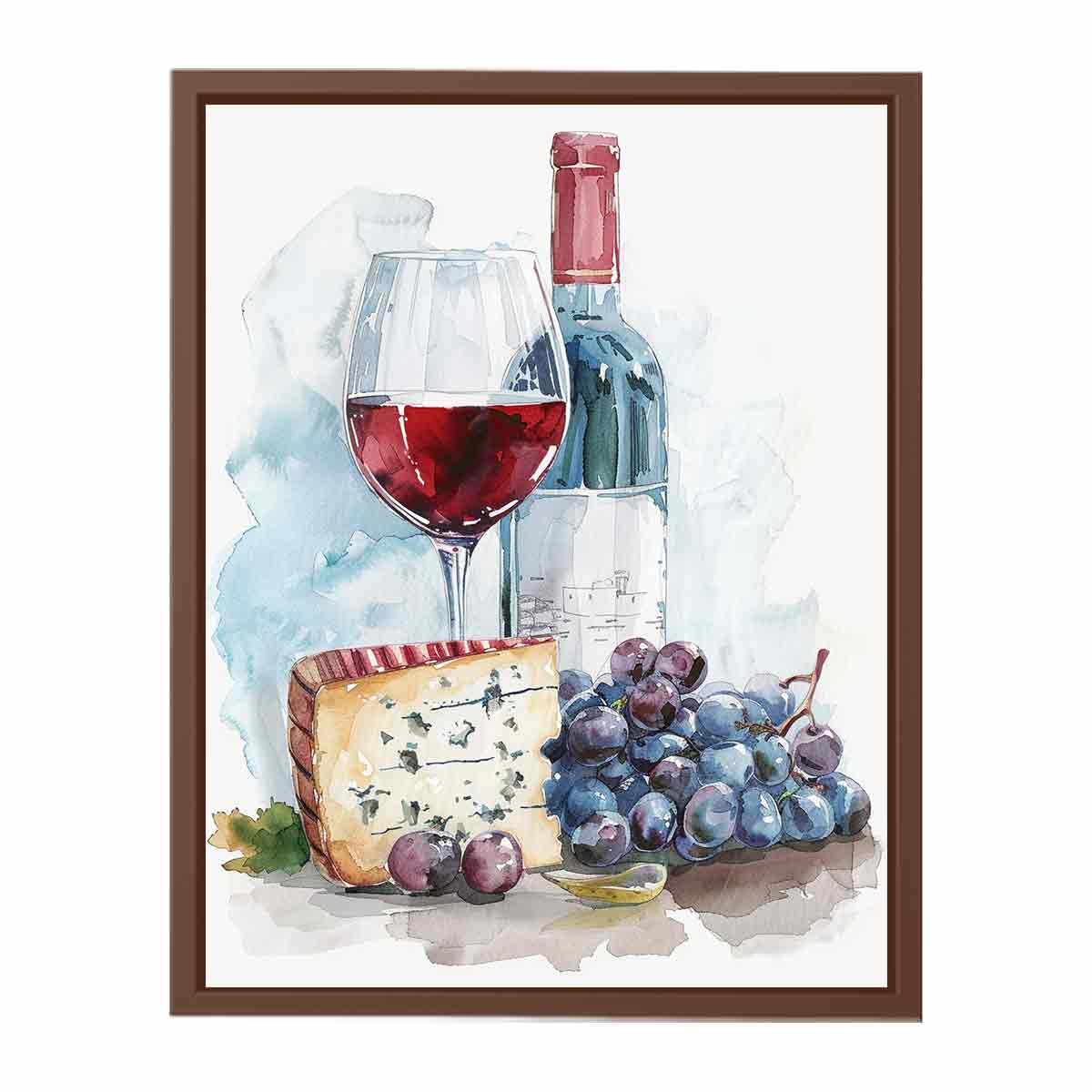 Wine Platter  Watercolor  Canvas paintng Print-6
