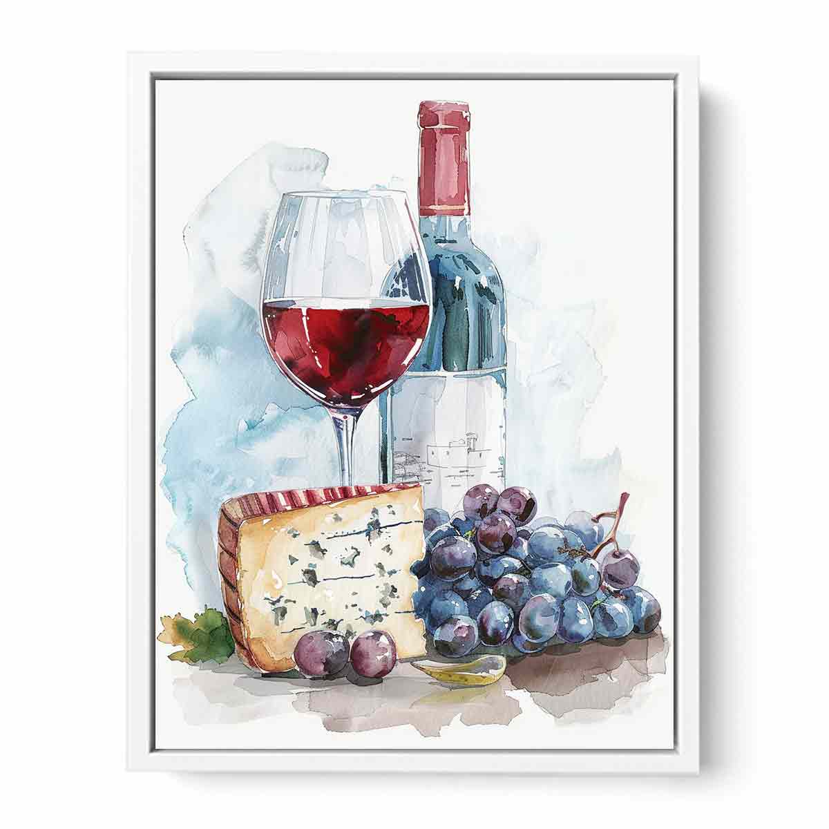 Wine Platter  Watercolor  Canvas paintng Print-5