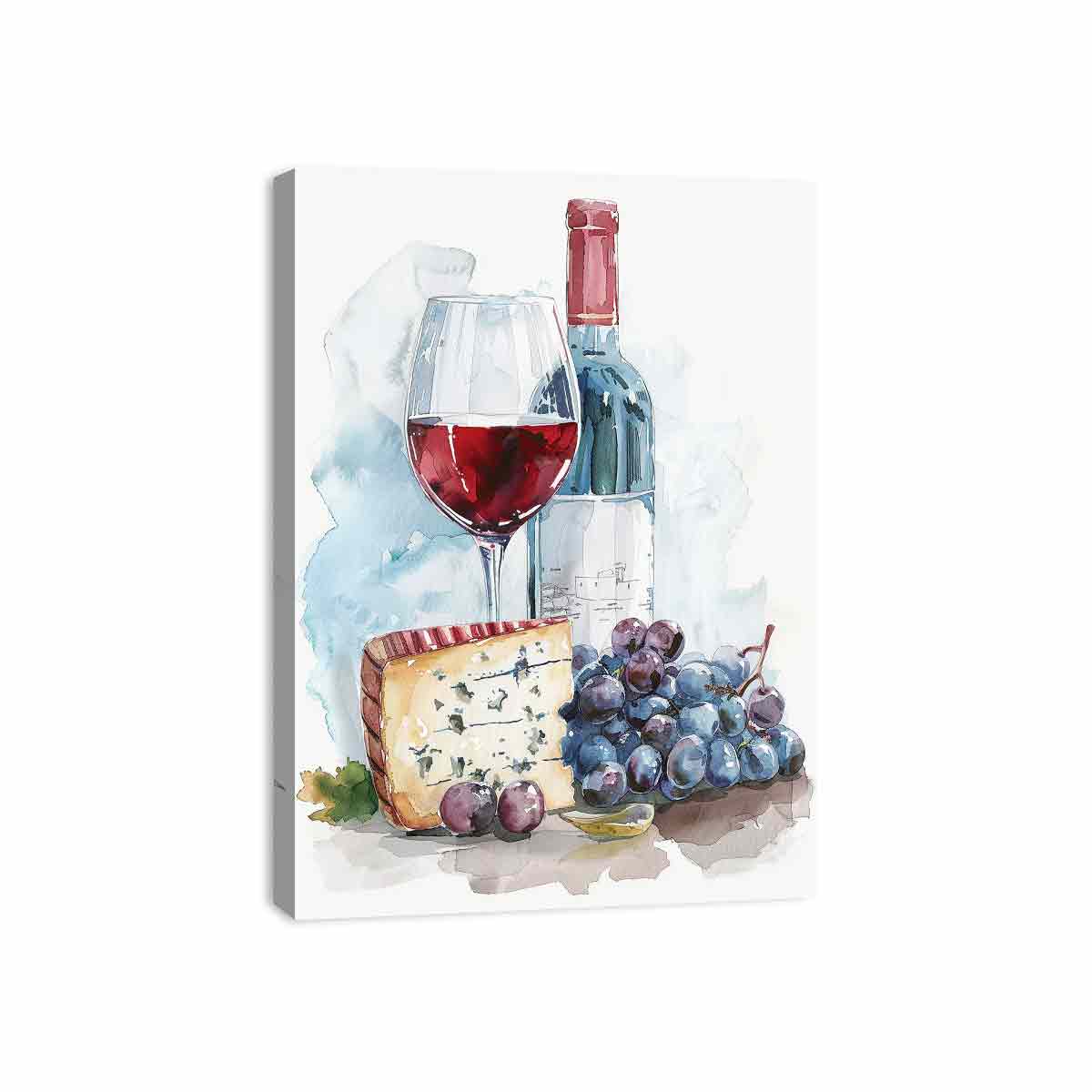 Wine Platter  Watercolor  Canvas paintng Print-3