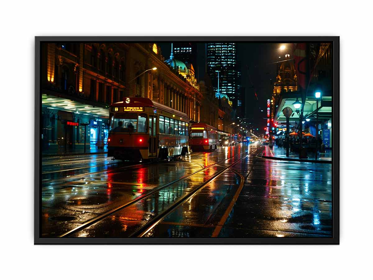 Melbourne  Street Night Canvas painting  Print-4