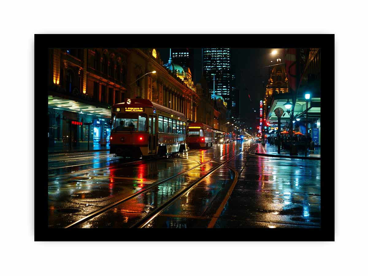 Melbourne  Street Night Canvas painting  Print-7