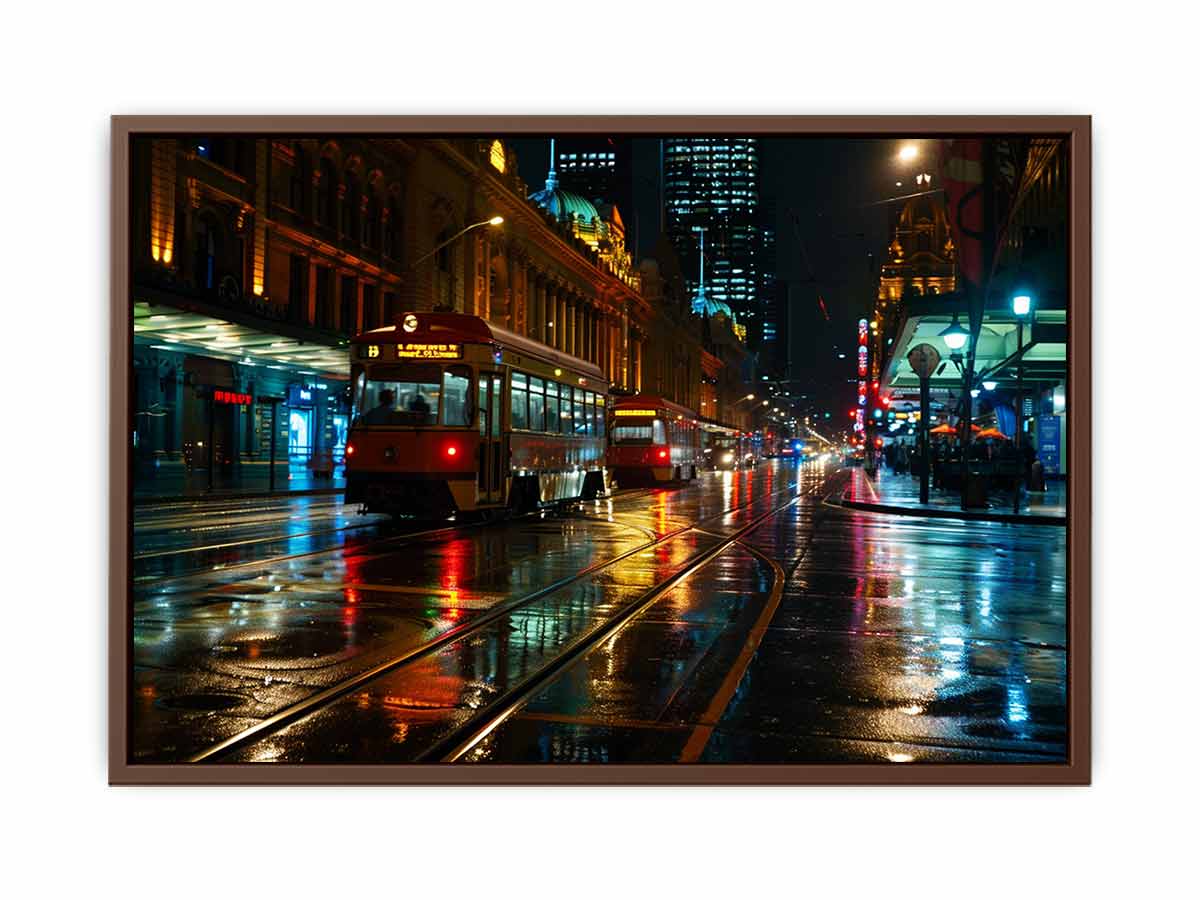 Melbourne  Street Night Canvas painting  Print-6