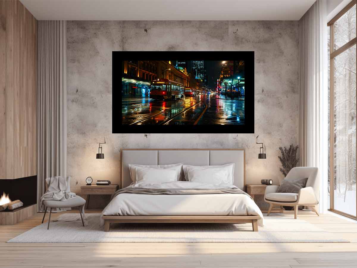 Melbourne  Street Night Canvas painting  Print-1