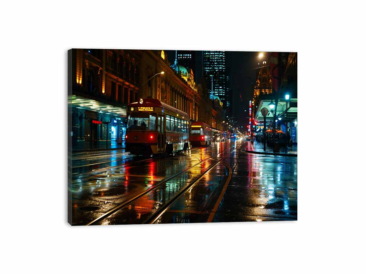 Melbourne  Street Night Canvas painting  Print-3