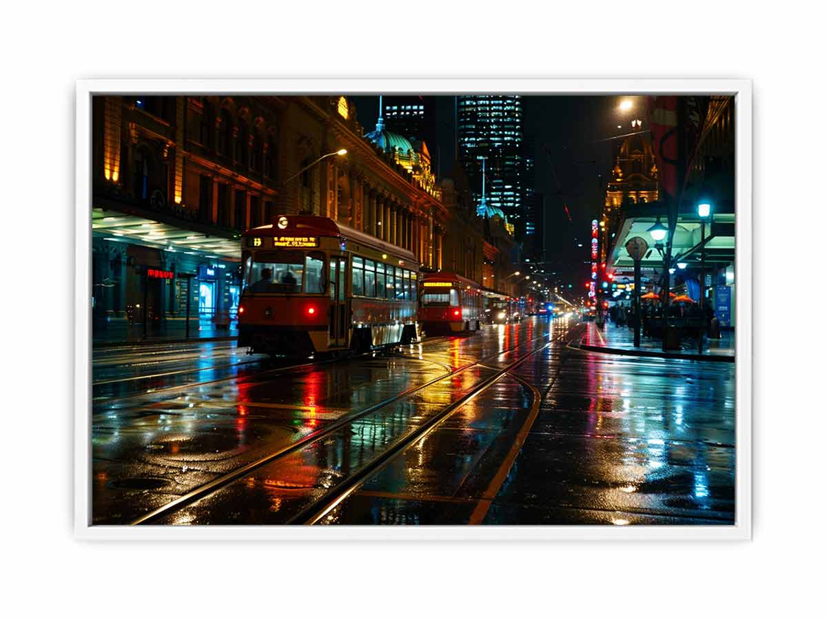 Melbourne  Street Night Canvas painting  Print-5