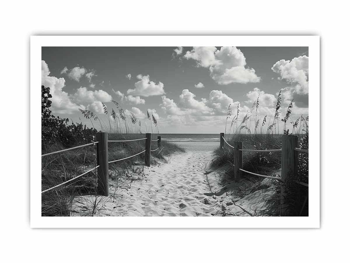 Beach Path Canvas Art Print balck & white Photography-8
