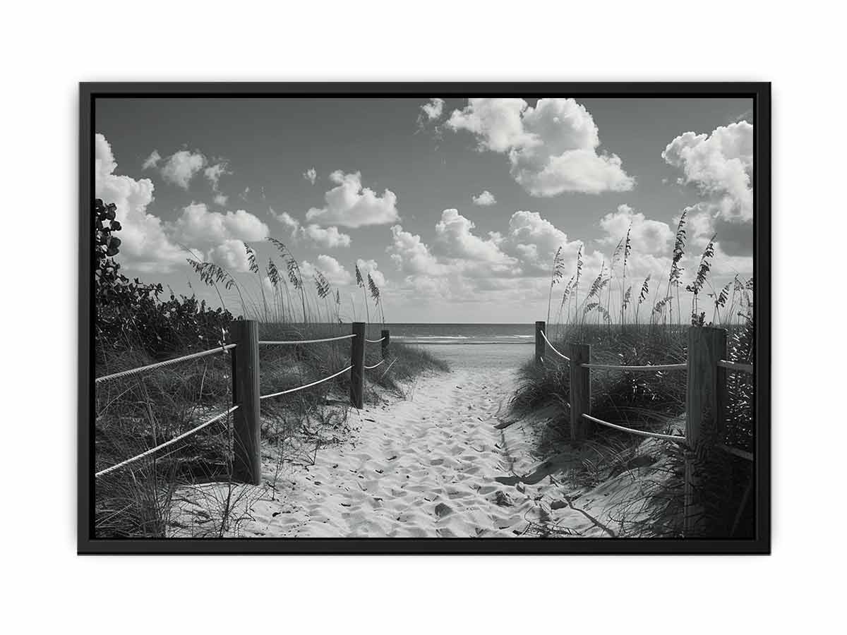 Beach Path Canvas Art Print balck & white Photography-4