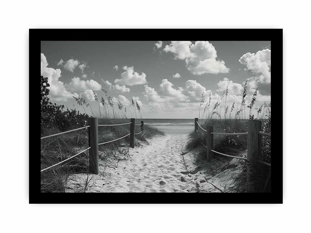 Beach Path Canvas Art Print balck & white Photography-7