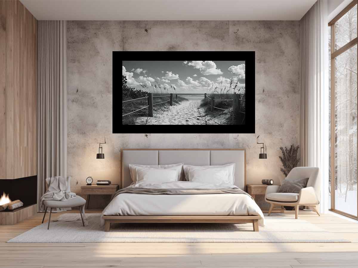 Beach Path Canvas Art Print balck & white Photography-1