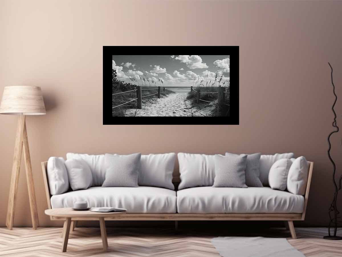 Beach Path Canvas Art Print balck & white Photography-2