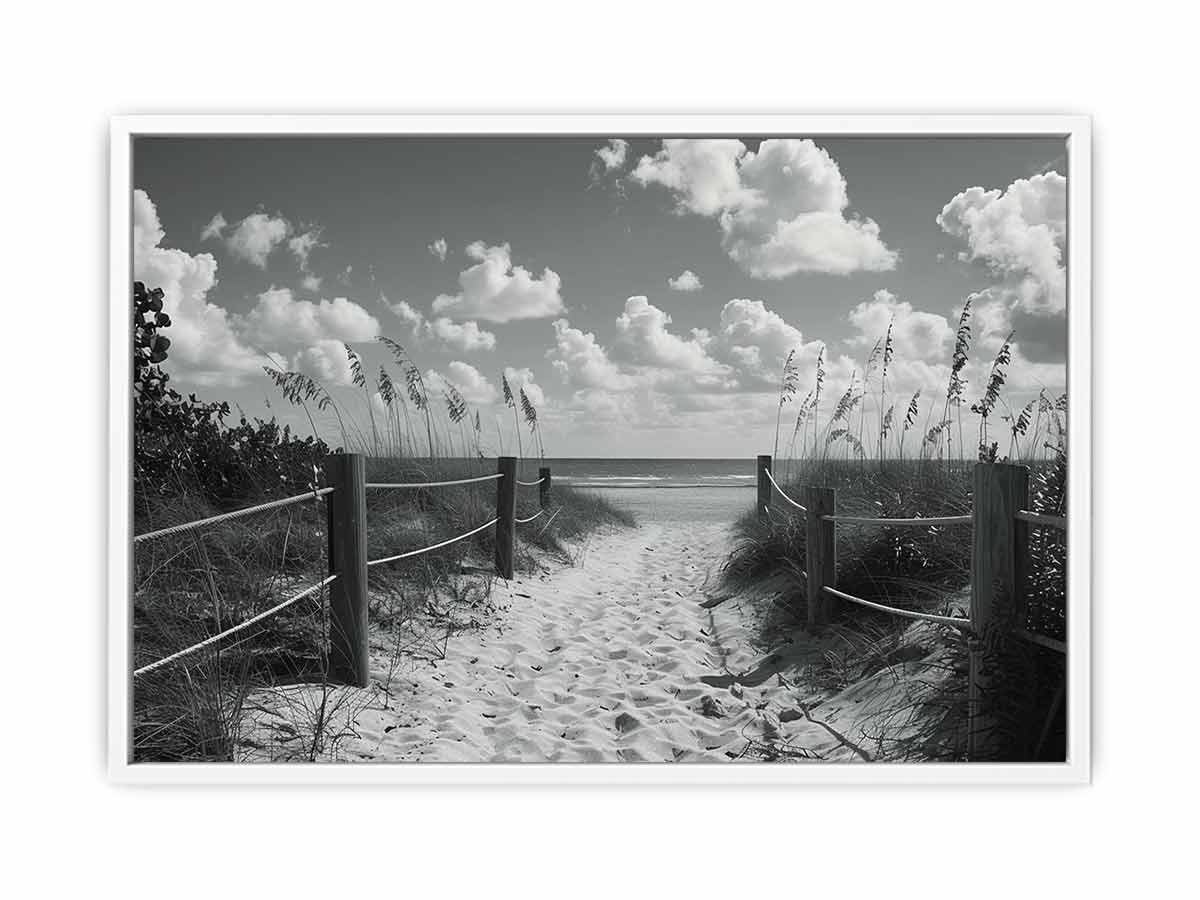 Beach Path Canvas Art Print balck & white Photography-5