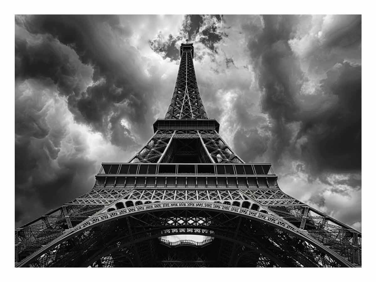 Eiffel Tower  photograhy black white Canvas Art Print-0