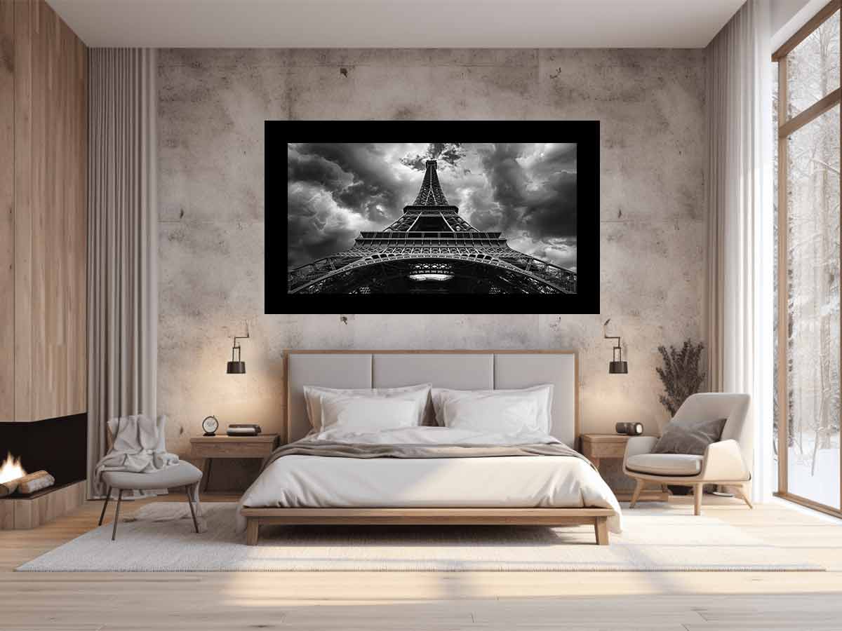 Eiffel Tower  photograhy black white Canvas Art Print-1